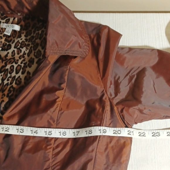 Sz L Bronze Belted Rain/Trench Coat by Cache - Picture 6 of 7